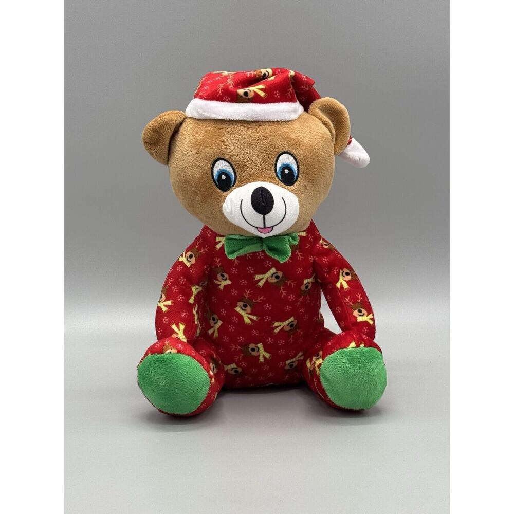 Teddy Bear In Christmas Pajamas & Hat Plush 10” Stuffed Animal A&A Global
